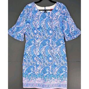 Lilly Pulitzer Long Sleeve Dress in Blue and Pink Paisley